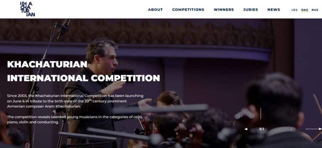homepage of Aram Khachaturian festival
