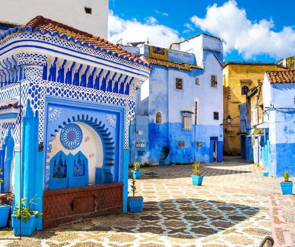 view of Fez, blue and white houses