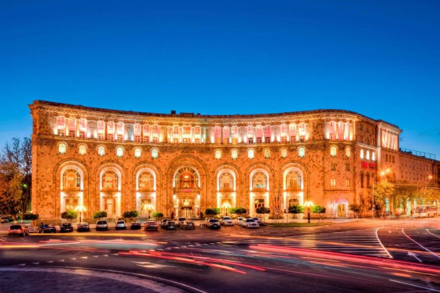 view of Marriott in Yerevan on Republic Square